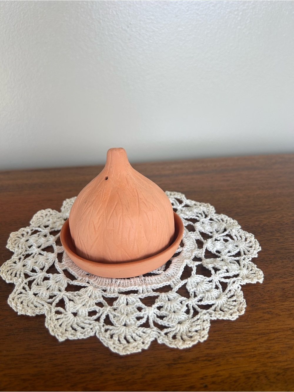 Vintage Terra Cotta 3.5” Garlic Roaster Keeper w/Lid